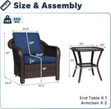 Outdoor Chairs with Side Table, Patio Wicker Chairs - Photo 2