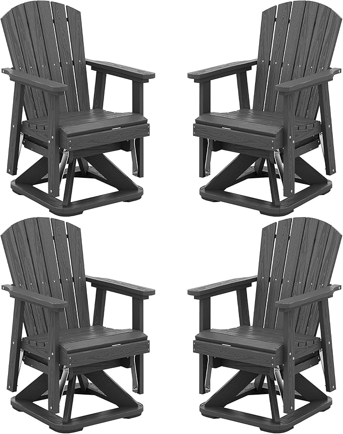 SERWALL Adirondack Swivel Glider Chair, HDPE Glider Set of 4 for Outdoor, All-Weather Glider Chair for Porch, Balcony - Photo 1