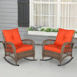 Outdoor Wicker Rocking Chair with Thickened Cushions, All-Weather Rattan Patio Rocking Chairs - Photo 7