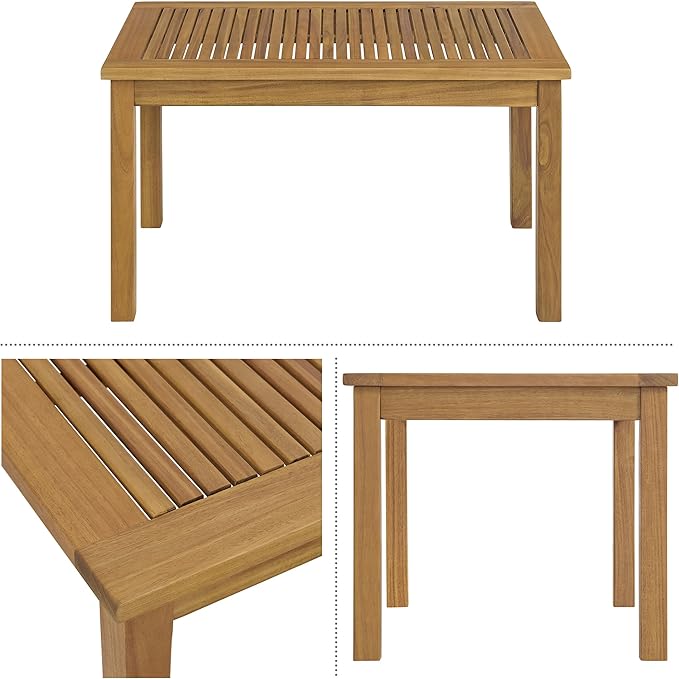 Okemo Outdoor Coffee Table - Weather-Resistant Acacia Wood Slotted Table - Outdoor Furniture for Patio, Porch, Deck, or Poolside