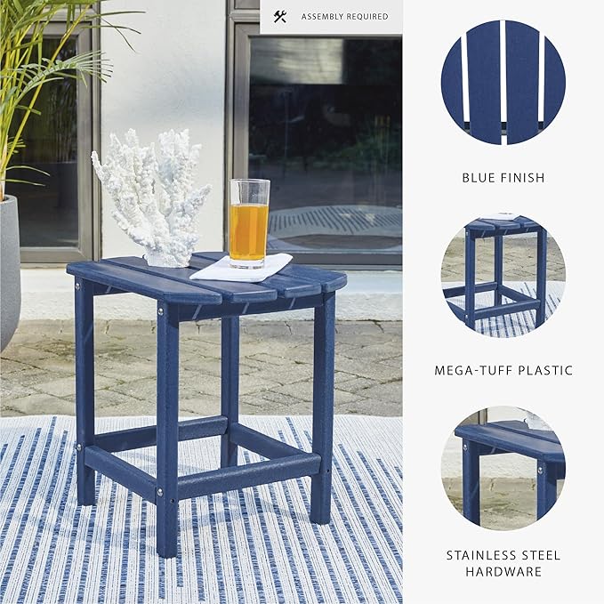 Signature Design by Ashley Outdoor Sundown Treasure HDPE End Table, Blue