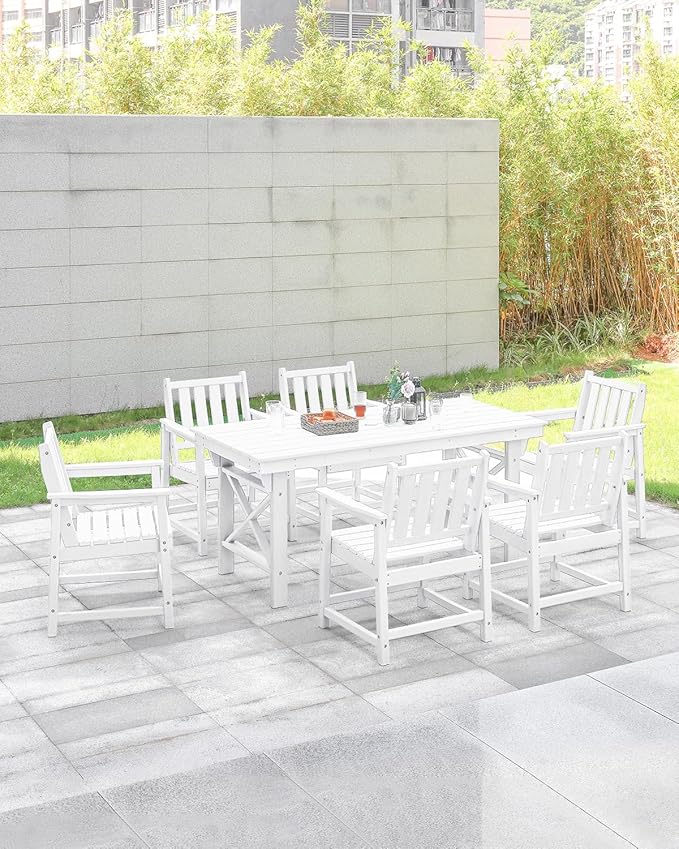Patio Dining Chair Set of 2, HDPE Outdoor Dining Chair, Ergonomic HDPE Dining Chairs with Deep Seating - Photo 4