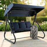 3-Seat Outdoor Convertible Swing Glider with Adjustable Canopy, 2-in-1 Bench to Flat Bed, Removable Cushions - Photo 6