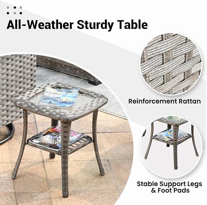 ovios Outdoor Side Table with Tempered Glass Top - Photo 4