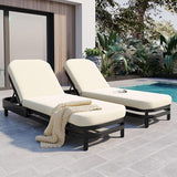 Merax Outdoor Lounge Chair Set of 2, Modern Aluminum Chaise Loungers with Premium Olefin Cushions - Photo 3