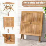 Tangkula 36" Acacia Wood Patio Dining Table, Square Folding Outdoor Bistro Table with Umbrella Hole and X-Shaped Frame - Photo 6