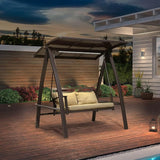 PURPLE LEAF 2-Seat Porch Swing with Adjustable PVC Canopy Metal Patio Bench Glider Swing Bed Outdoor Swing Chair with - Photo 3
