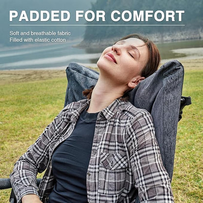 EVER ADVANCED Oversized Folding Rocking Camping Chairs Set of 2, Padded Portable Rocker Chair for Patio, Lawn and Outdoors, Heavy Duty Hard Armchair for Adults Supports 400lbs, Grey