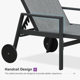 PURPLE LEAF 3 Pieces Outdoor Chaise Lounge Aluminum Patio Lounge Chair with Wheels and Armrests Outdoor Lounge Recliner - Photo 6