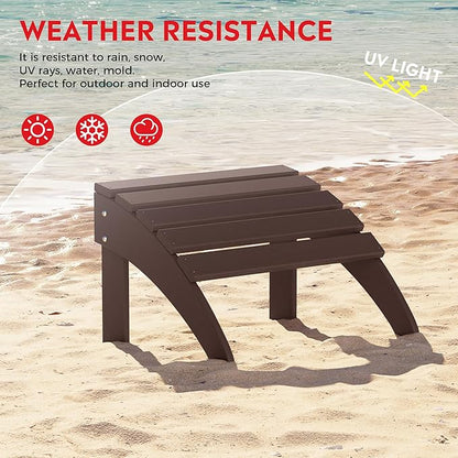 Costaelm Adirondack Chair Footrest Foldable Ottoman, Folding Ottoman Outdoor Foot Rest for Patio Waterproof, Adirondack Ottoman Outdoor, Dark Brown