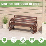 FIZZEEY Outdoor Bench - 52" Long Outside Garden Bench with Slatted Backrest & Wagon Wheel Armrests - Photo 5