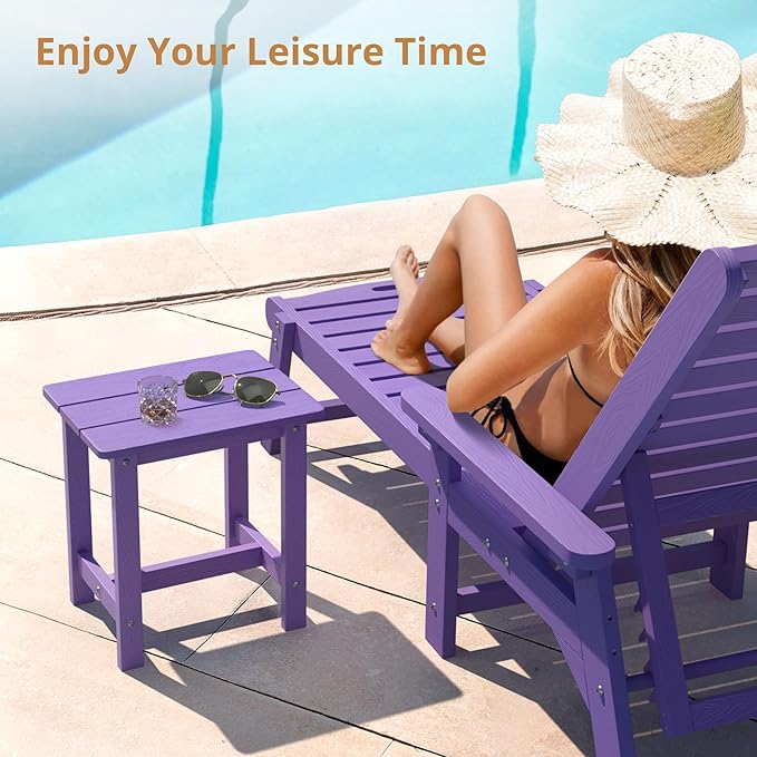 LUE BONA Outdoor Side Table, HDPS Small Outdoor Adirondack Side Tables, Outside End Table for Patio, Porch, Deck, Pool - Photo 4