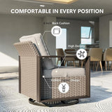3 Piece Patio Chair Set, Outdoor Swivel Rocker Patio Chairs and Side Table, Metal Patio Furniture with Deep Seating - Photo 4