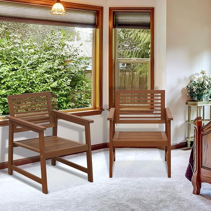 Furinno Tioman Teak Hardwood Outdoor Armchair Armchair w/o Cushion, FG161249R Set of Two