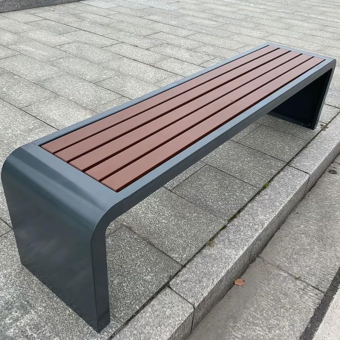 Metal Garden Bench, Patio Benches for Outdoors, Outside Backless Park Bench, 2-3 Seater Front Porch Benches, for Balcony, Park, Lounge(Gray,100cm/39.3in)