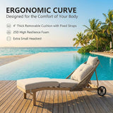 Patio Chaise Lounge Chairs Set of 2, Oversized Lounge Chair Outdoor with Cushions, Patio Lounge Chairs with Wheels - Photo 9