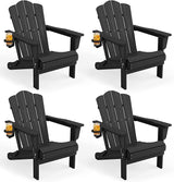 KINGYES Folding Adirondack Chair Set of 4, HDPE All-Weather Patio Chairs with Cup Holder - Photo 1