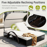 Outdoor Double Chaise Lounge with Adjustable Backrest and Sun Canopy - Photo 4