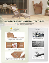 Ciokea Folding Adirondack Chair with Retractable Ottoman Fire Pit Patio Chair with Pull Out Foot Rest Weather Resistant - Photo 6