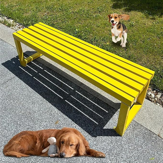 Garden Benches with Metal Legs, Outdoor Bench for Garden, Smooth and Comfortable, can Accommodate 2-3 People(Yellow,80cm)