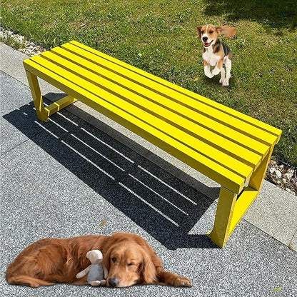 Garden Benches with Metal Legs, Outdoor Bench for Garden, Smooth and Comfortable, can Accommodate 2-3 People(Yellow,100cm)