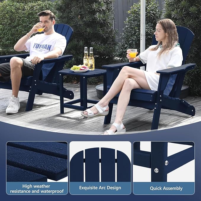 Adirondack Outdoor Side Table - 16.5" Square 2-Tier Patio Table with Weatherproof HDPE Material | All-Weather, Low Maintenance Furniture for Poolside, Porch, Deck