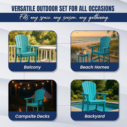 Phat Tommy Tall Adirondack Chair - HDPE Outdoor Furniture - Poly Adirondack Bar Stool - Heavy, Stress Free Furniture for Balcony, Deck, Patio, Front Porch, Teal