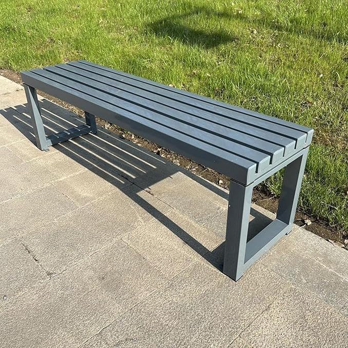 Outdoor Bench,Garden Bench,Stable Metal Legs,2 Seater Patio Benches 880lb Capacity,Park Furniture Seating for Backyard Balcony Lawn Front Porch(Gray,47.2 Inch)
