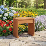 Tangkula Small Wood Outdoor Bench, Patio Backless Bench with Solid Wooden Frame - Photo 2