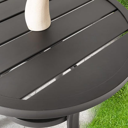 NUU GARDEN Metal Side Table, Weather Resistant 20" Patio Table, Outdoor Bistro Table, Outside End Table for Patio, Pool, Deck, Balcony, Porch, Outdoor or Indoor Use, Black