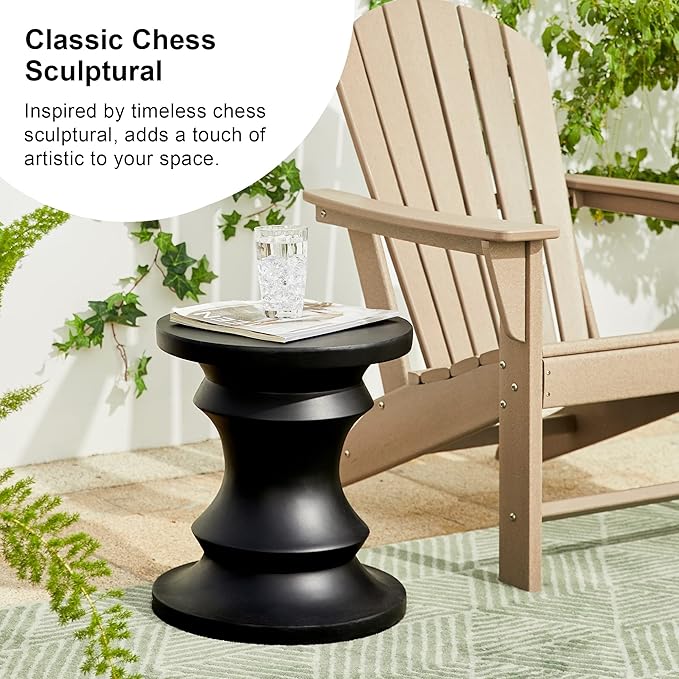Giltzhome Antique Decorative Garden Stool, 18.25" H Heavy Duty Chess Pedestal Accent Table, Side Table, Planter Stand for Garden Patio Lawn Home Indoor Outdoor, Black
