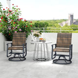 Outsunny Patio Glider Chair Set of 2, Wicker Rattan Outdoor Swivel Chair with Steel Frame, High Back, Armrests - Photo 8
