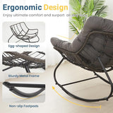 Wisteria Lane Patio Rocking Chair with Ottoman, Outdoor Indoor Rocking Egg Chair with Cushions - Photo 5