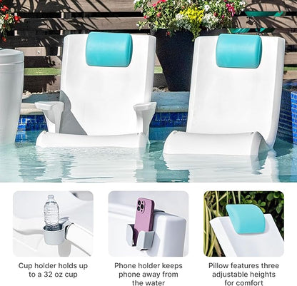 Step2 Vero Pool Lounger and Accessories Bundle, White & Blue