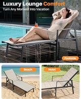Outdoor Chaise Lounge, Never-Rust Aluminum Patio Lounge Chair - Photo 6
