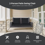 RELAX4LIFE Porch Swing 2-Seat Patio Rattan, Wicker Porch Swings Outdoor W/Two 7.9 Ft Solid Steel Chain - Photo 5