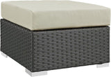 Modway EEI-1855-CHC-BEI Sojourn Wicker Rattan Outdoor Patio Coffee Table, Ottoman, Canvas Antique Beige - Photo 1