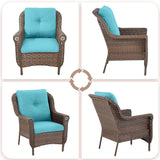 Patio Wicker Chairs Outdoor Furniture Chair - Set of 4 Outside All Weather Lawn Dining Brown Rattan Armchair with High - Photo 5
