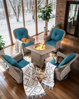 Patio Chairs Outdoor Swivel Glider - Set of 4 High Back Outside Brown Wicker Rattan Rocking Chair with Thick Cushion - Photo 2