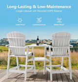 PASAMIC Tall Adirondack Chairs Set of 4, All-Weather HDPE Patio Chairs with Double Connecting Trays - Photo 5
