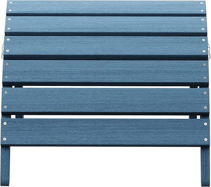 SERWALL Folding Adirondack Footrest Without Assembly, All Weather Use Adirondack Footstool, Blue