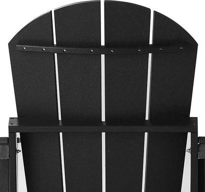 Costaelm Outdoor Folding Chair, Outdoor Seating Folding Firepit Chairs, All Weather Poly Adirondack Chair for Deck Backyard Garden Lawn Pool Patio, Black