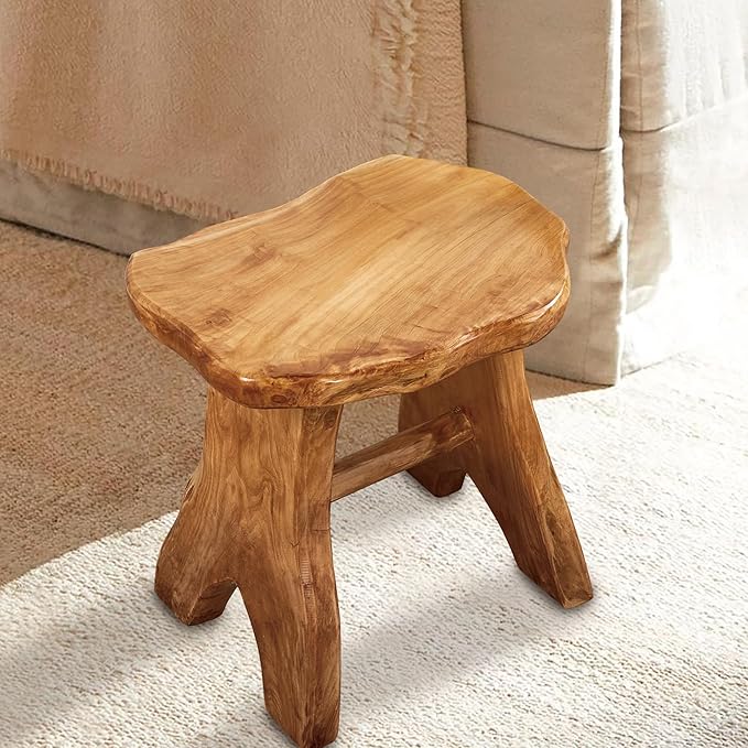 Natural Shape Solid Wood Tree Stump Stool 15"x12"x15" Cedar Root End Table Rustic Plant Stand Live Edge Coffee Table Vintage Side Table Living Room Bedroom Accent Outdoor Garden Foot Stool
