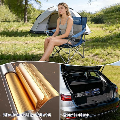 Zero Gravity Chair, Reclining Camping Chair with Padded Pillow, Cup Holder, Storage Pocket & Carry Bag, 4-in-1 Portable Camping Recliner for Outdoor, Beach, Garden, and Backyard - Blue Mesh