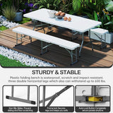 6 Foot Folding Bench, Portable Plastic Folding Bench Seat, Foldable Seat for Indoor Outdoor Picnic Camping Dining - Photo 3