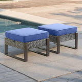 Rilyson Outdoor Ottoman Wicker Patio Footrest - 2 Piece Wicker Footrest Footstools Set with Sturdy Frame - Photo 6