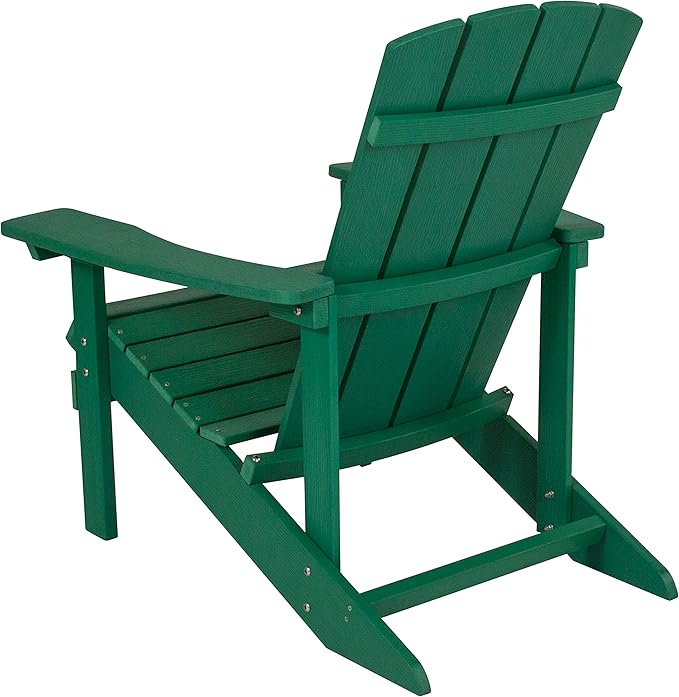 EMMA + OLIVER Outdoor Green All-Weather Poly Resin Wood Adirondack Chair