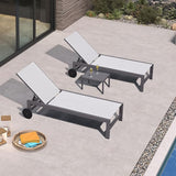 PURPLE LEAF Outdoor Lounge Chair Set for 2 Patio Chaise Lounger with Aluminum Frame and Wheels All-Weather Pool Lounge - Photo 1