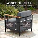 10-inch Thick Cushion Outdoor Furniture Set of 5, Patio Chair Set with Sofa,Wood Grain armrests, trapezoidal backrest - Photo 3