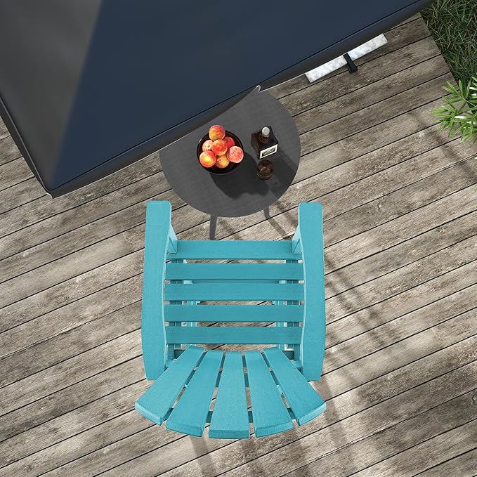 Giantex HDPE Outdoor Bar Stools - All Weather Tall Adirondack Chair with Armrest, Footrest, Load 360Lbs, 30-Inch Counter Height Bar Stool for Patio, Garden, Yard, Indoor Or Outdoor Use (1, Turquoise)